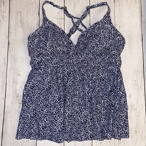 Kona Sol Tankini Womens Small Navy Blue Floral Bikini Swimsuit Target NEW S